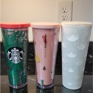 Bundle of 3 Starbucks Venti 24oz Cold Cup Tumblers -  Sakura, Scales & Tropical